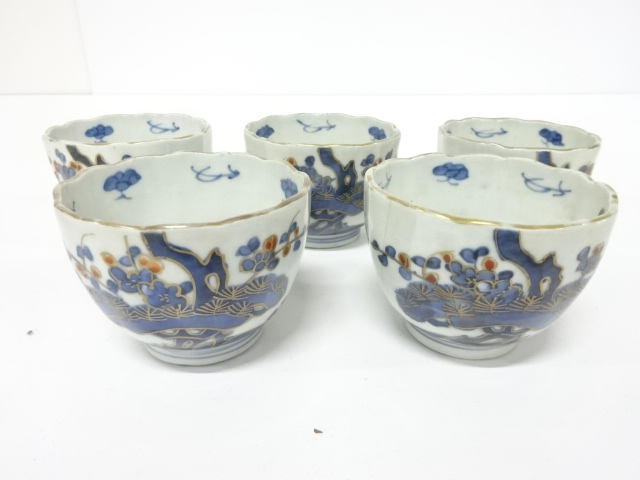 Ko-Imari, 5 pieces, with gold-colored underglaze blue glaze
